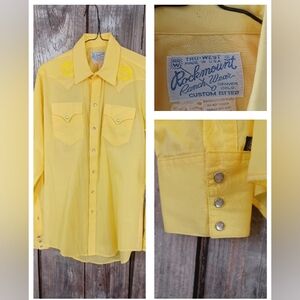 Vintage 70s Mens Rockmount Western Shirt Cowboy Ranch Wear Pearl Snaps 15.5